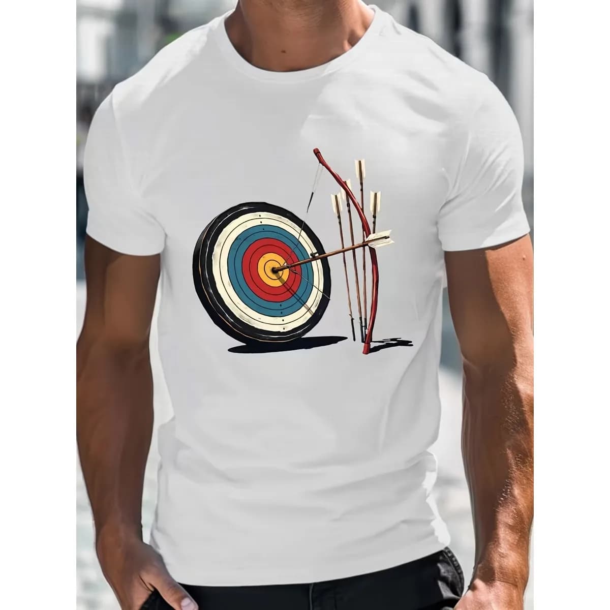 Men Women Loose Cotton T Shirt Archery Target Bow Arrow Graphic Print Soft Breathable Daily Casual Street Short Sleeve Tops