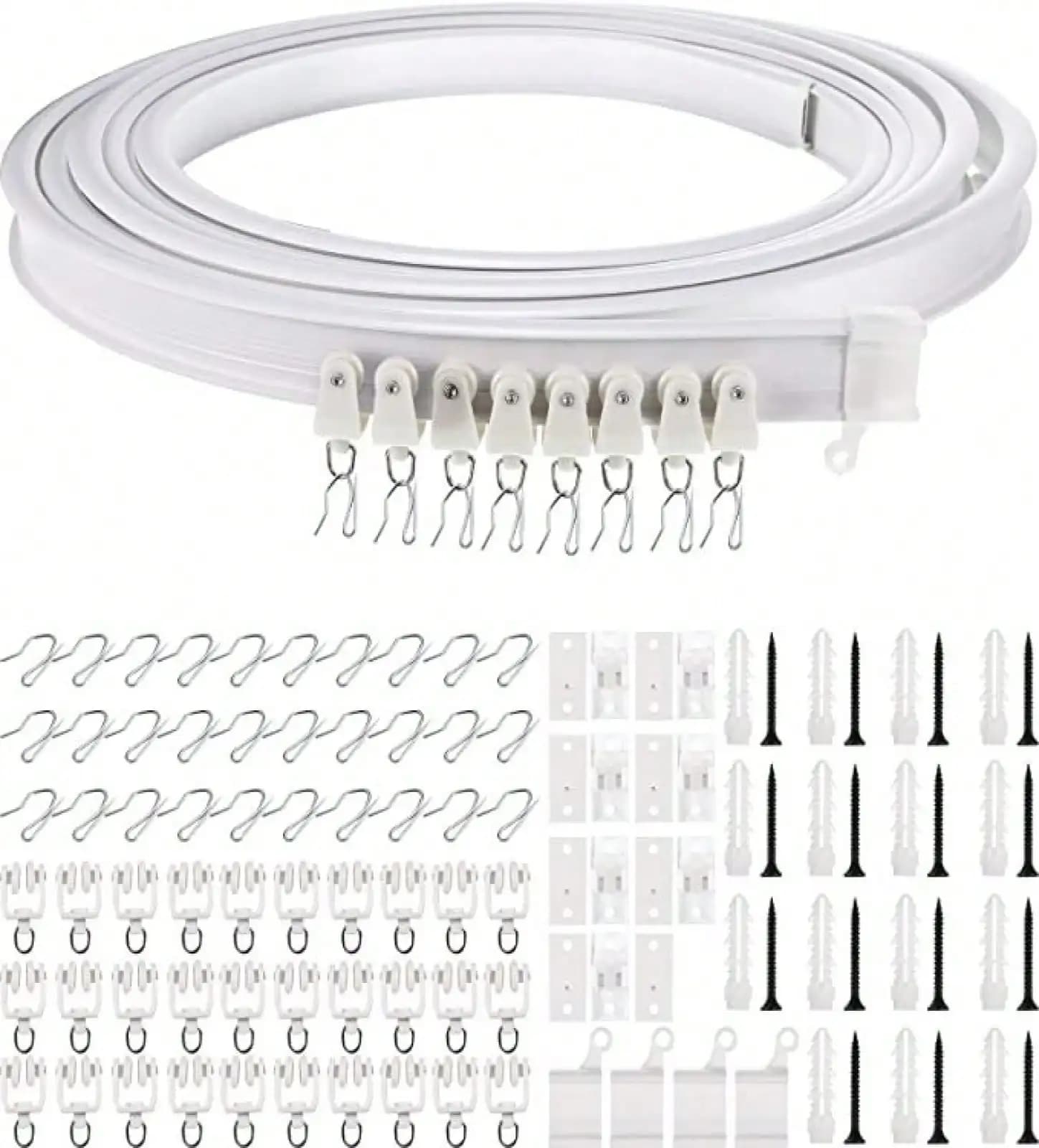 5 Meter/ 16.4 Feet Curved Ceiling Curtain Track Ceiling Flexible Bendable Ceiling Bracket For Curtain Rod With Track Curtain System, Room Divider Ceiling Curtain Rod RV Ceiling