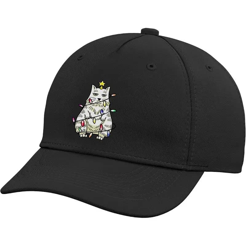 Grumpy Christmas Cat Tree Cute Holiday Pet Lover Owner Gift Adjustable Baseball Hat