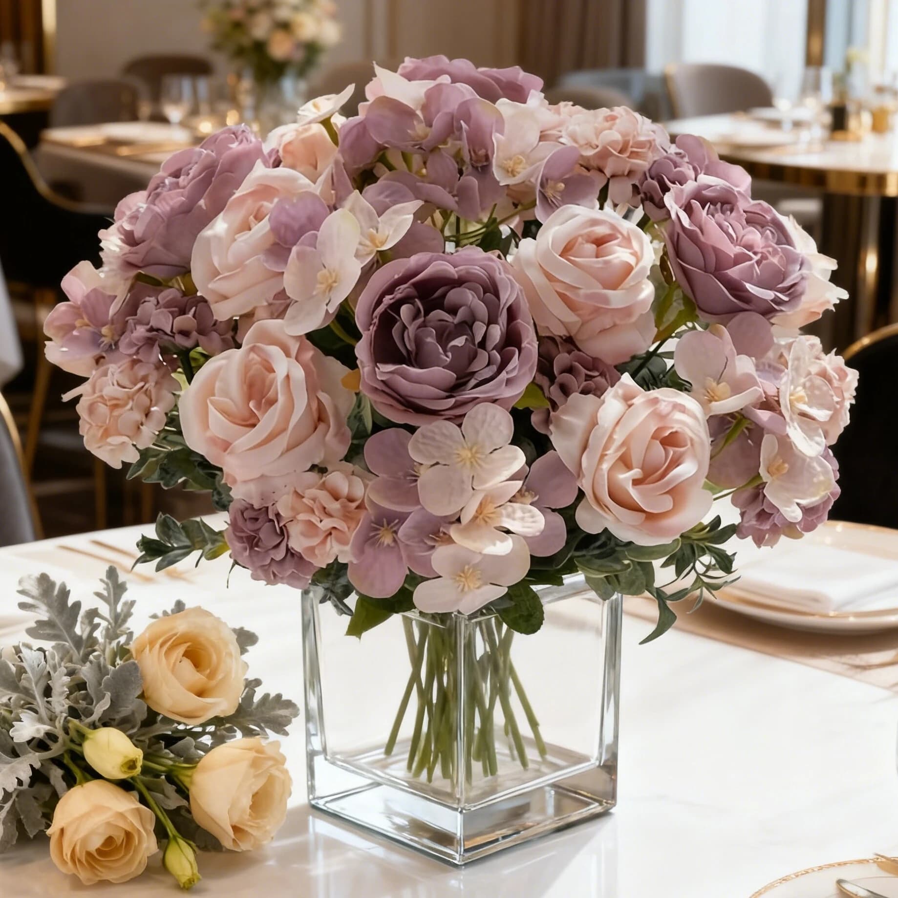 Fiori Artificiali in Seta, Rose, Peonie, Bouquet da Sposa, Ortensie, Garofani, Vasi, Decorazioni per Sala Matrimoni, Casa, Tavolo da Pranzo, Piante Finte Fai-da-Te