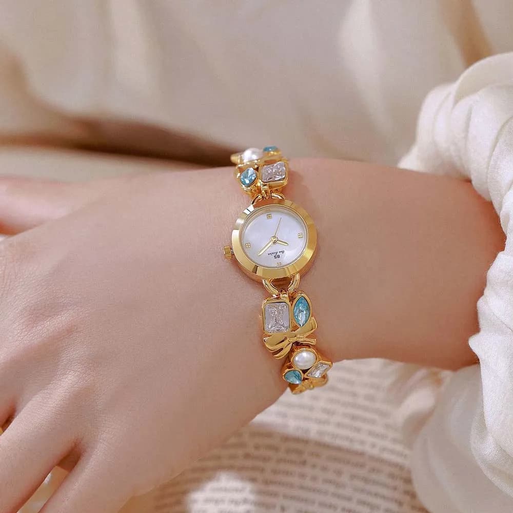 Women's Watch Light Luxury Brand BS Elliptical Ice Cream Glacier Sapphire Bracelet Women's Fashion Wrist Watch