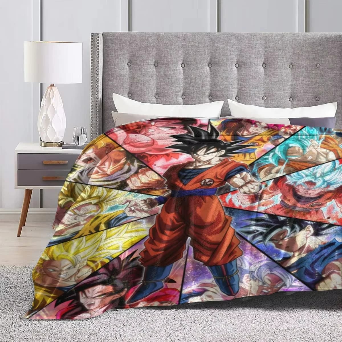 Coperta in maglia The Anime Legend Dragon-ball Saiyan, coperta in flanella per tutte le stagioni, per letto e divano, stampata in 3D, ultra morbida e calda.