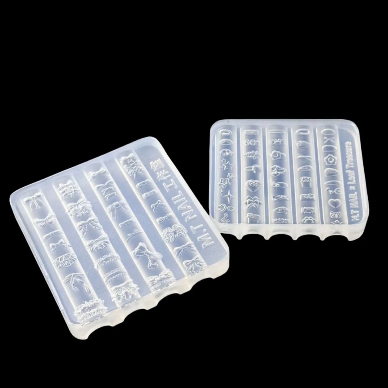 Stampo per Unghie 3D in Silicone a Forma di Fiocco, Trasparente, con Fiori e Cuori, per Decorazione Unghie Fai-da-Te, Strumento per Manicure Professionale