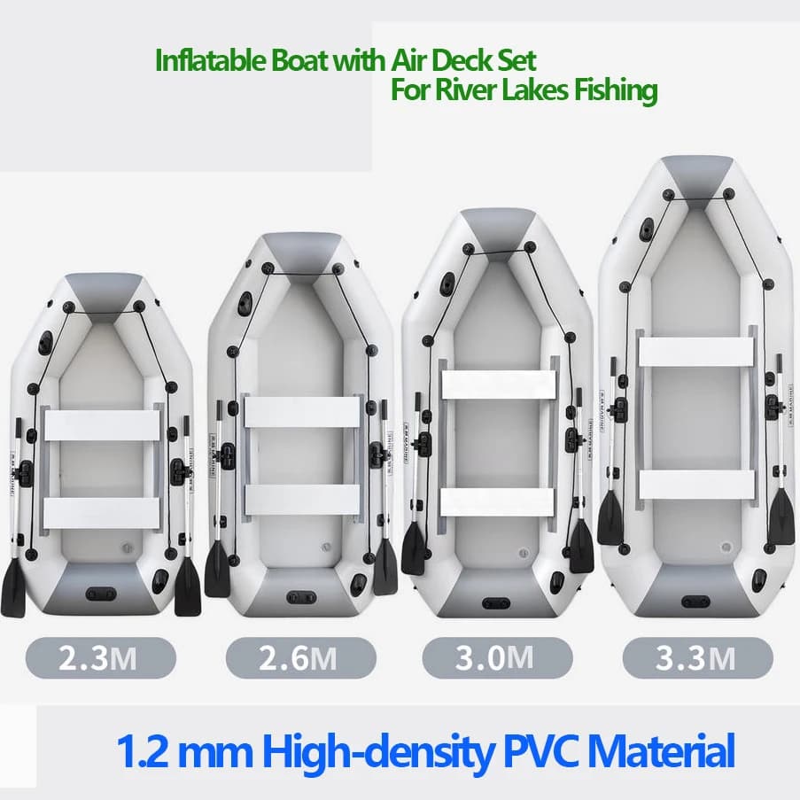 Gommone resistente all'usura in PVC grigio con set di ponti d'aria per kayak da pesca LUYA sul lago fluviale Sedile da paddle universale con camera d'aria 2 + 1