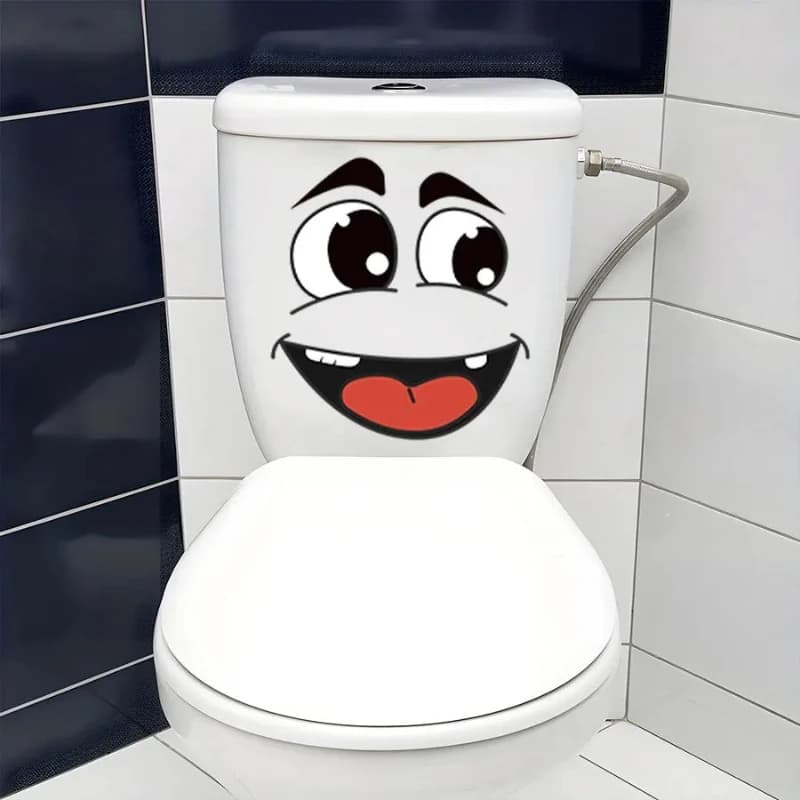 4 Pezzi Adesivi Divertenti a Forma di Cartone Animato per Superfici, Compatibili con Cestini, WC, Decorazioni per la Casa, Bagno e Cucina