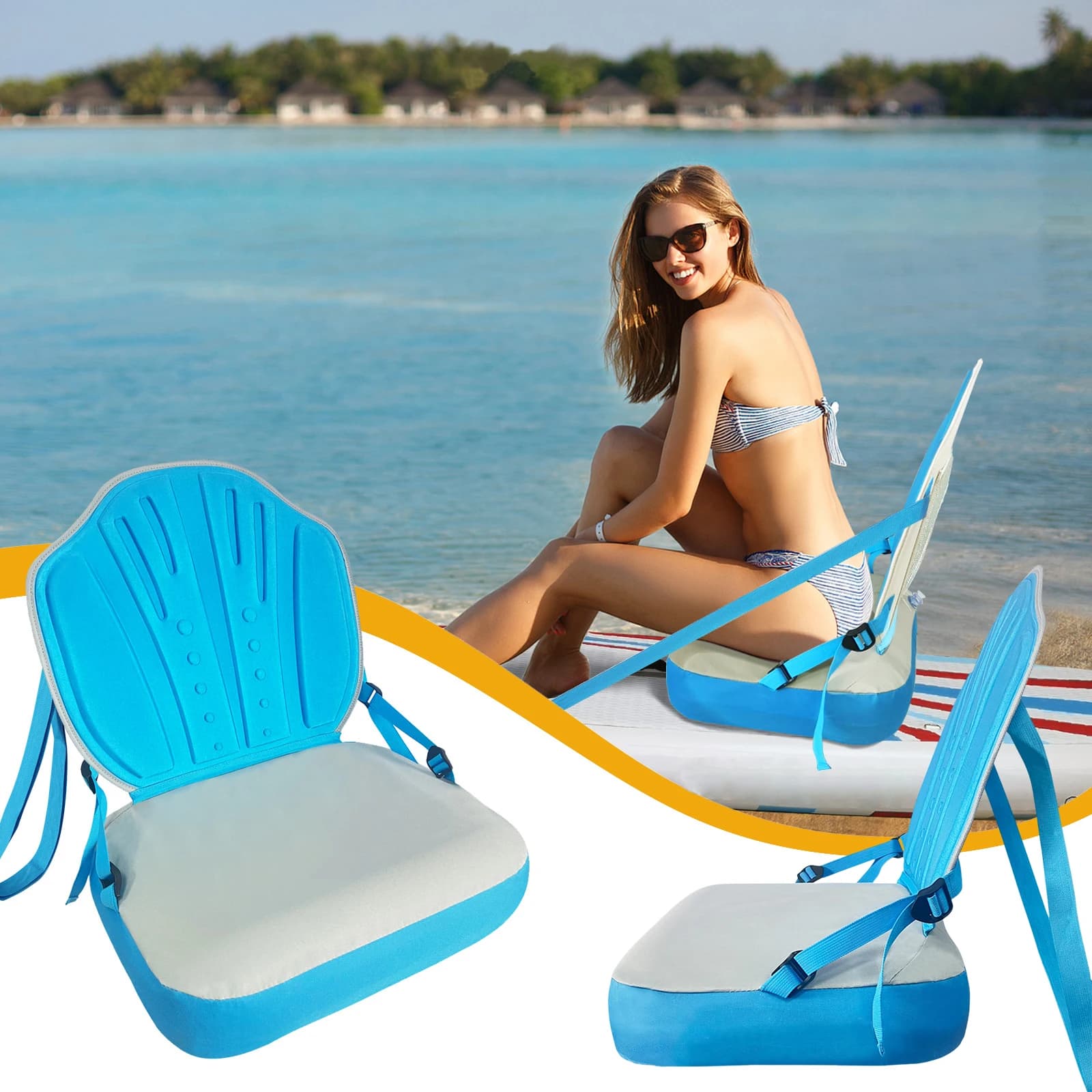 Inflatable Paddle Board Seats with Back Support & Air Pump Adapter Thicken Cushion Paddle Board Seats for Kayaking&Rafting