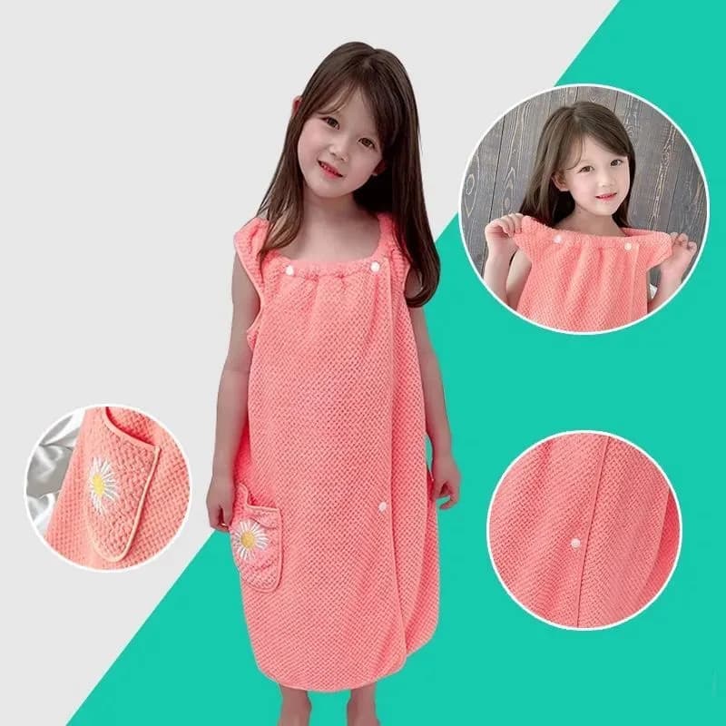 Children's bathrobe bath towel super soft wrapped shower skirt for children in soft coral velvet and comfortable beach towel