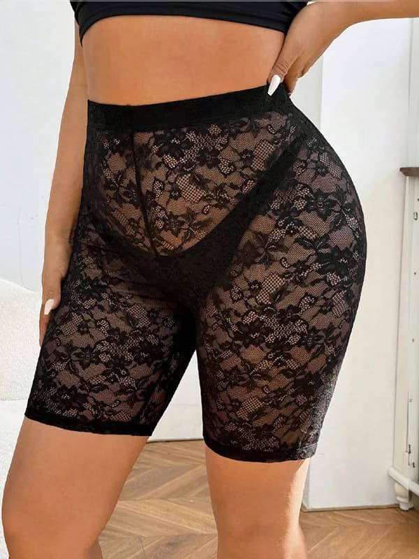 Slip Sexy in Pizzo Trasparente per Donna, Mutandine con Stampa Floreale, Comodi Pantaloncini Casual in Poliestere Elasticizzato