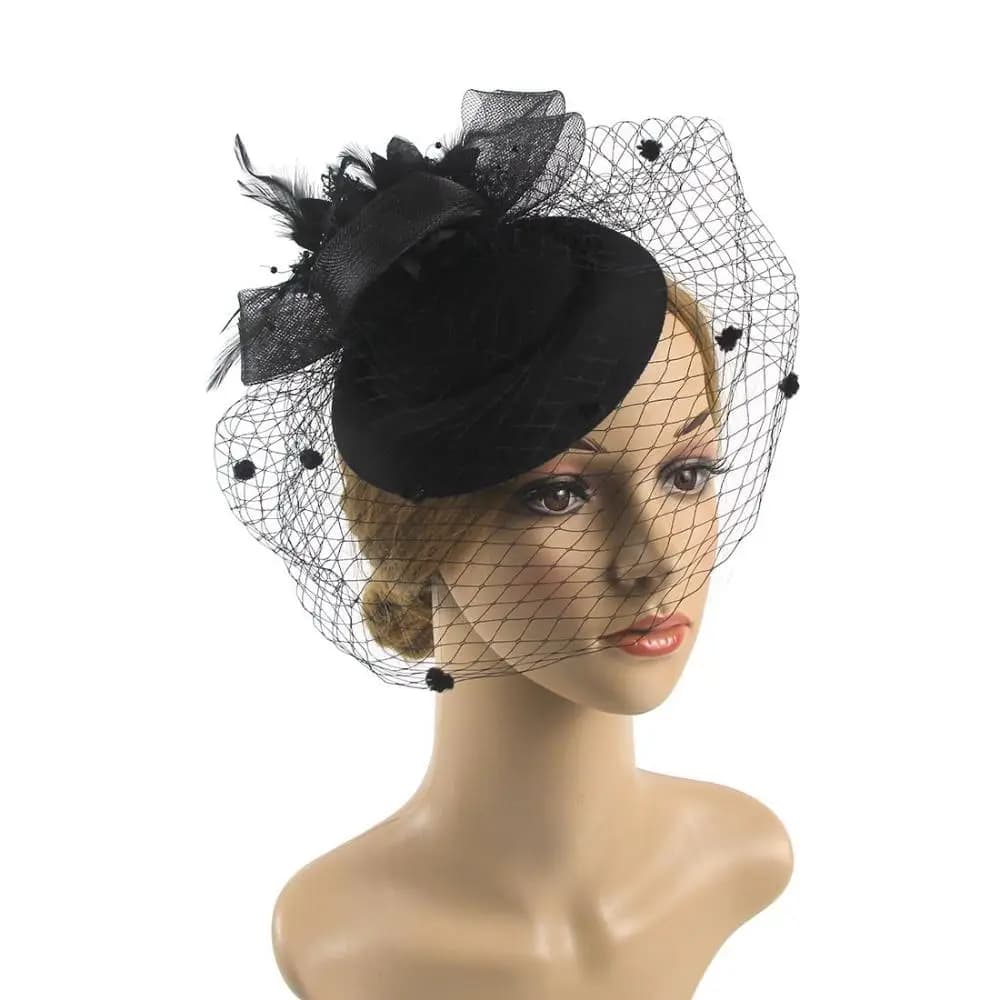 Women Cocktail Tea Party Flower Mesh Veil Sinamay Fascinators Hat Headband Hair Clip Fedoras Hat