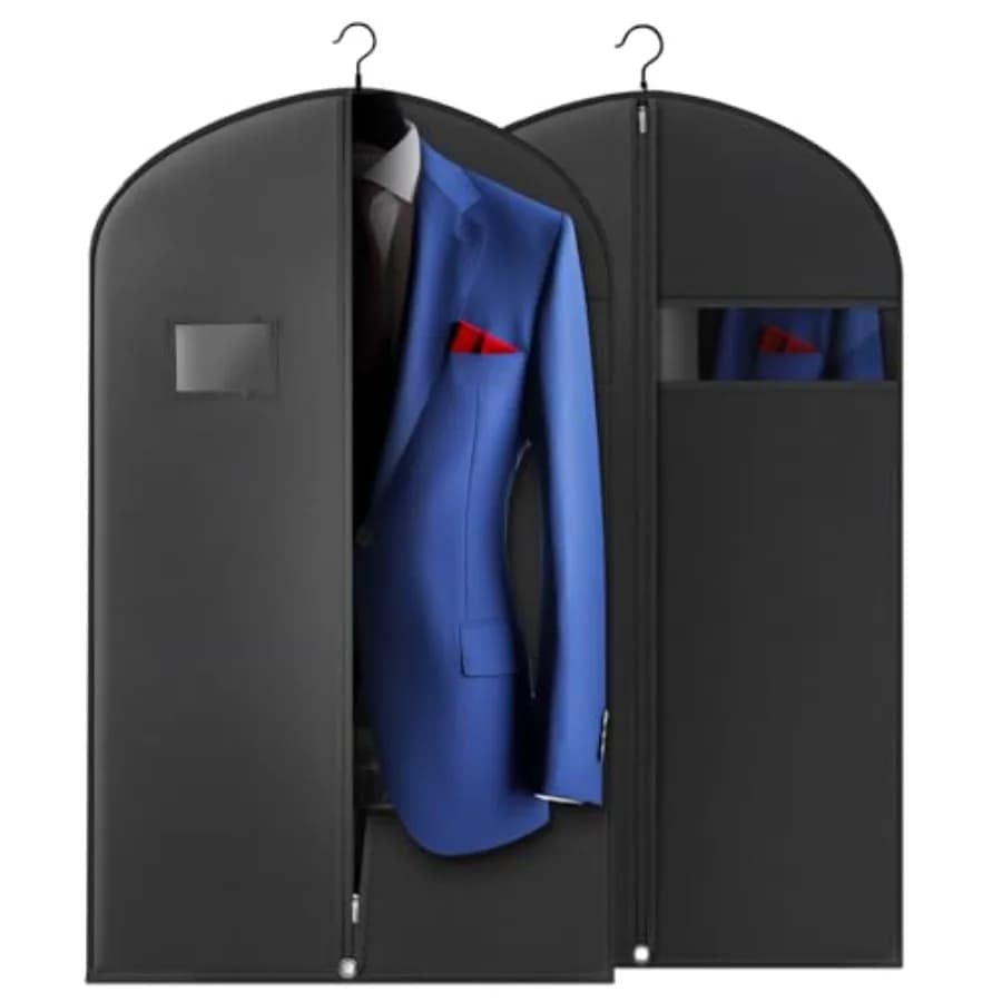 40-inch Garment Bags for Travel, Garment Bags for Hanging Clothes with Zipper and Visible Transparent Window, 2 Pack