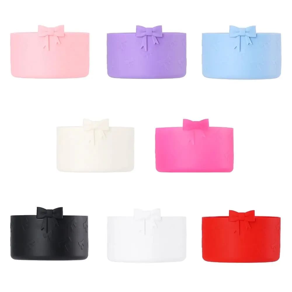 Bottiglia d'acqua in silicone antispruzzo Accessori per bottiglie d'acqua riutilizzabili Punte per cannuccia Coperchi Bowknot antiscivolo