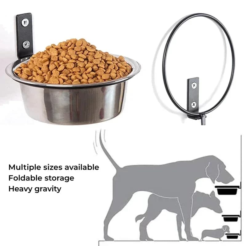 Ciotola per Animali Domestici da Parete, Ciotola Rialzata per Cani, Contenitore per Alimenti, Ciotole in Acciaio Inox per Acqua e Cibo per Cani e Gatti, Accessori per Cani