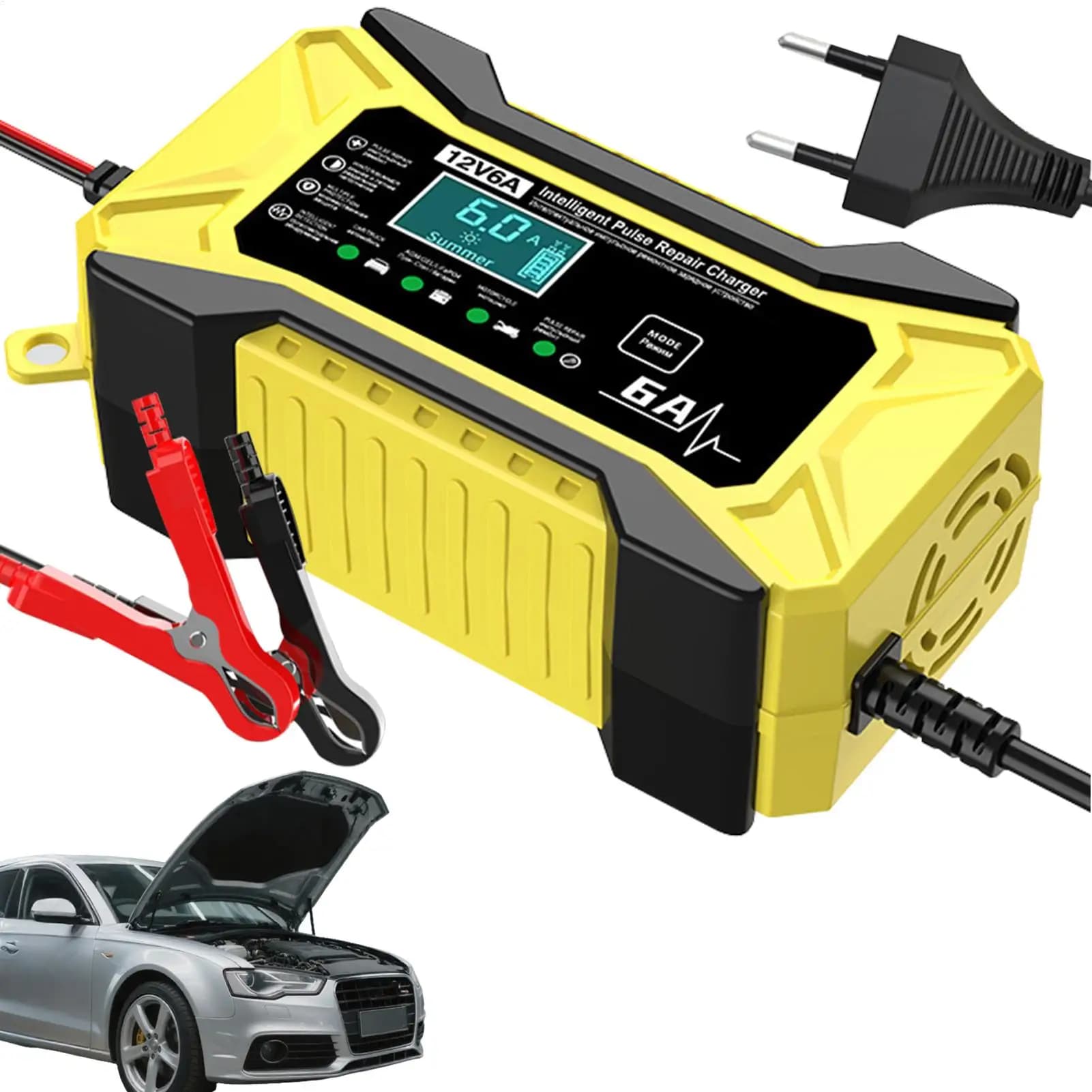Avviatore di emergenza per batteria portatile per auto Caricabatterie portatile intelligente da 12 V Elettronica automatica con display LCD e temperatura