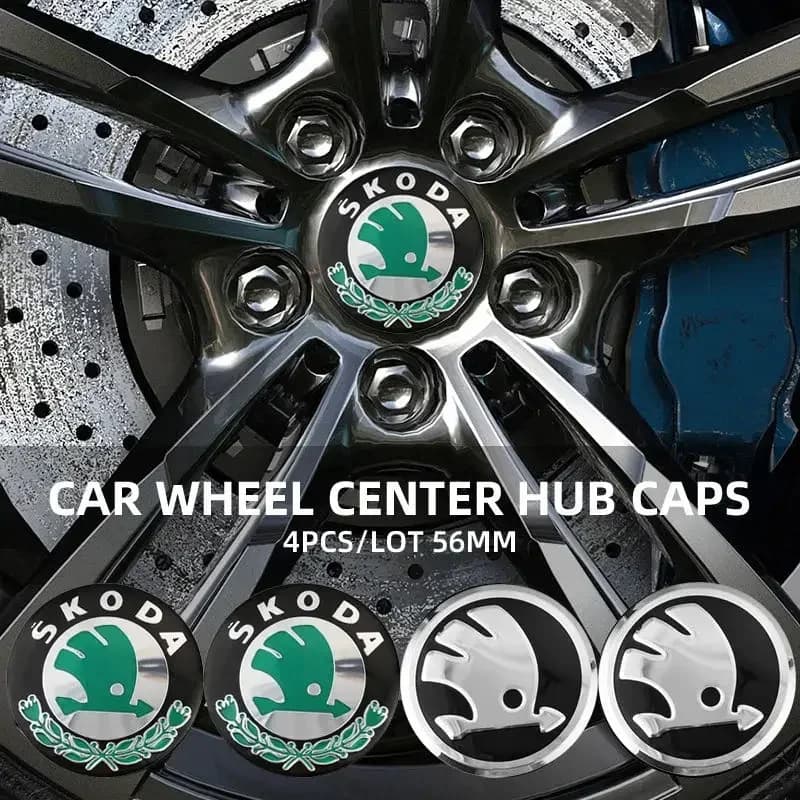 Adesivi per Coprimozzo Auto da 56mm per Skoda Octavia, Fabia, Kamiq, Kapoq, Kodiaq, Rapid, SCALA, Superb, VRS, Accessori Auto