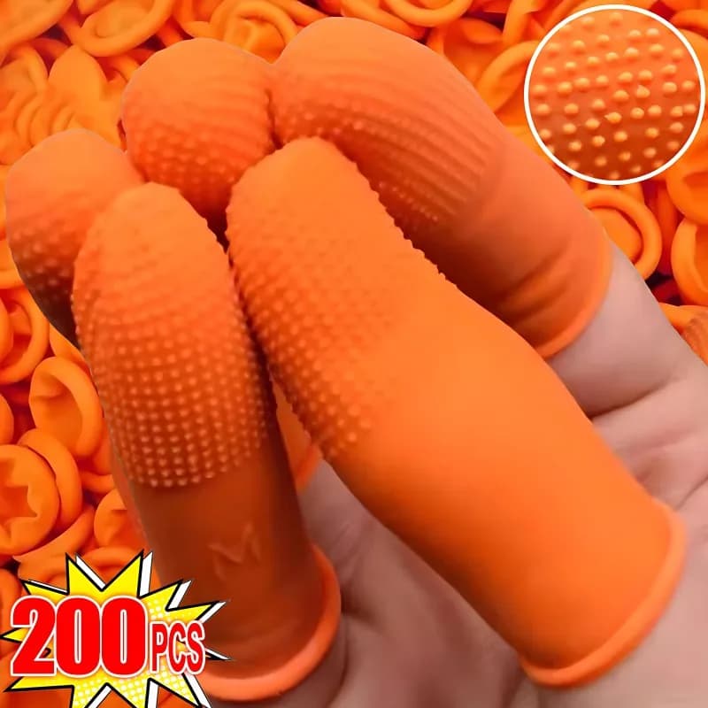 200/10PCS Culle per dita in lattice Tappi per pollice arancioni Industria antistatica Guanti protettivi per punte delle dita in gomma Guanti antiscivolo per dita