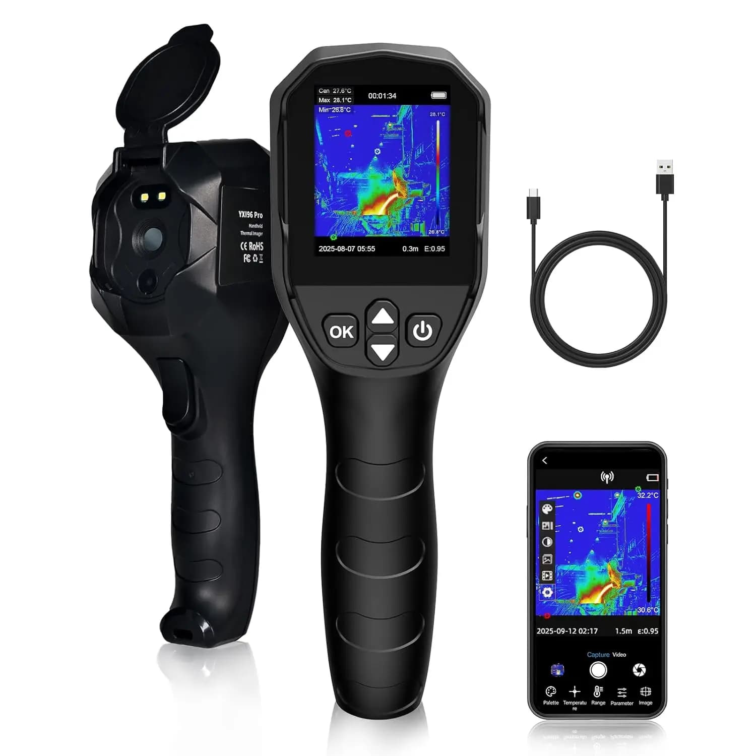 Termocamera a infrarossi AIOMEST con risoluzione TISR 240×240, rilevamento temperatura fino a -4°C ° F-1022 ° F