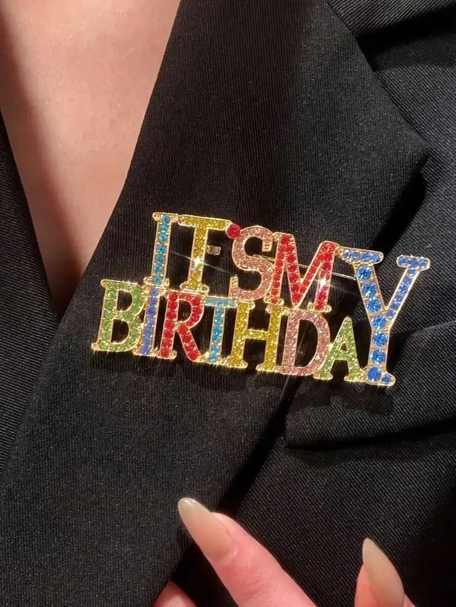 Luxury English letter brooch for lapel, jacket, shirt or school office decor; perfect party birthday Christmas Halloween gift