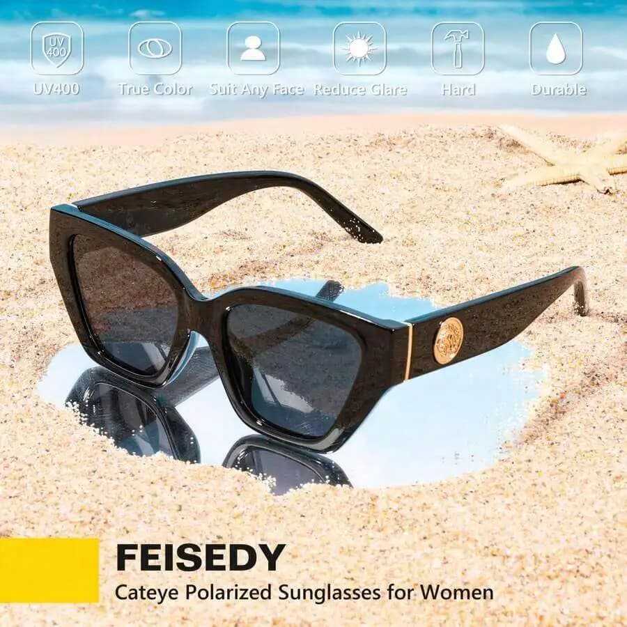 Occhiali da Sole Polarizzati a Occhio di Gatto per Donna, Protezione UV400, Moda per Spiaggia e Viaggi
