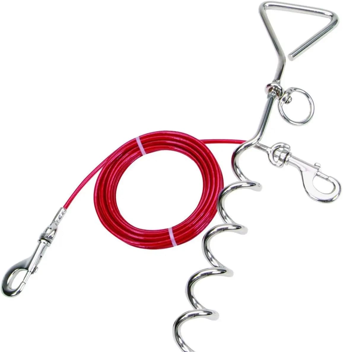Heavy Duty Dog Tie Out Stake and 25ft Cable - 80 lb Pull Strength for Large, Medium, Small Dogs - Outdoor Play