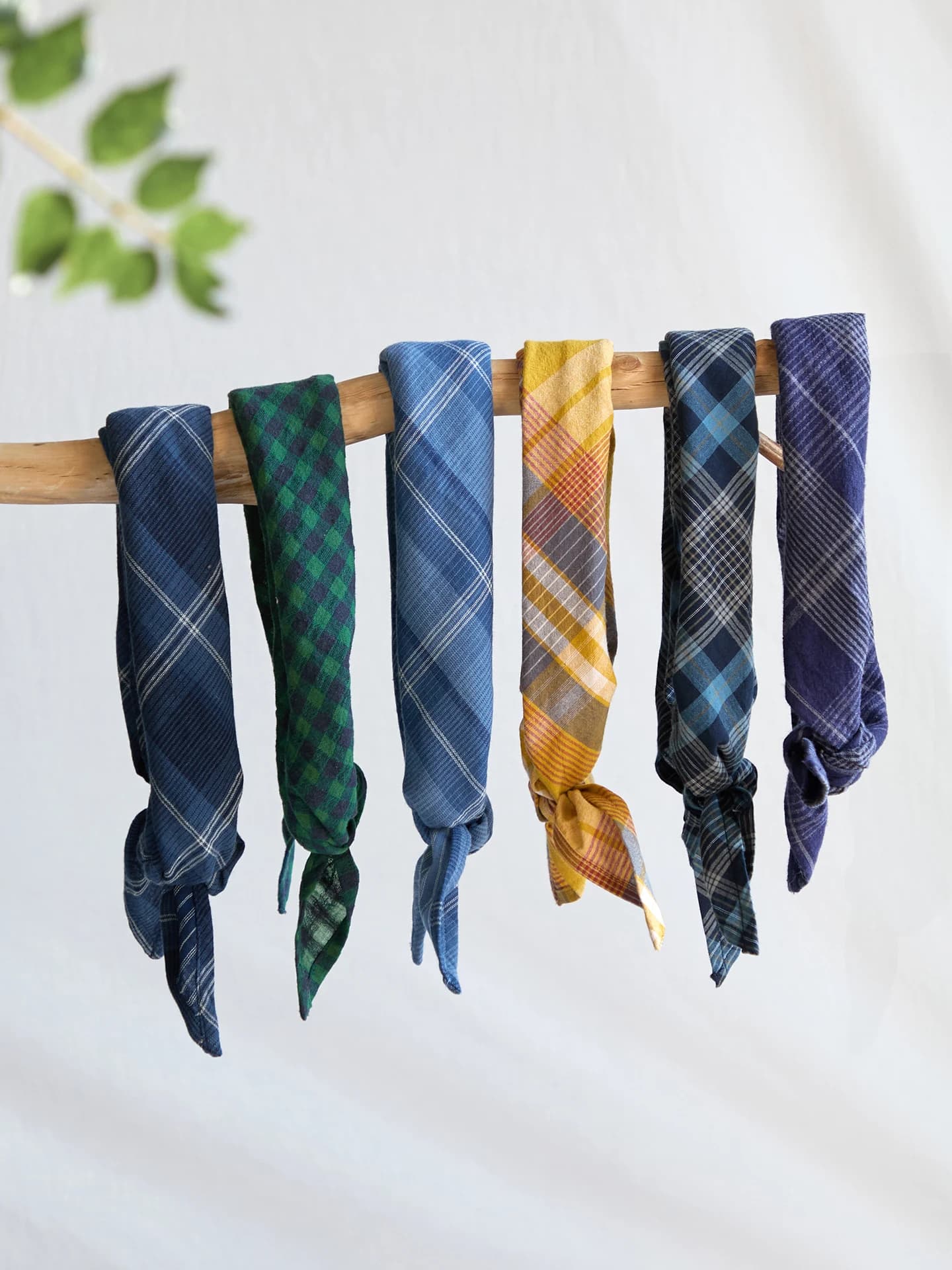 Original Japanese Style Cotton Linen Plaid Scarf Women's Spring Summer Fashion Accessory Silk Necktie Headscarf Bandana