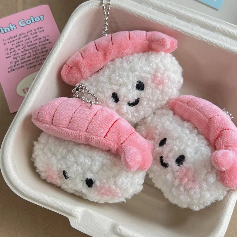 1PC Peluche a forma di Gamberetto Dolce, Morbido Portachiavi, Ciondolo per Auto, Zaino, Decorazione per Borsa Scolastica, Regalo per Coppie