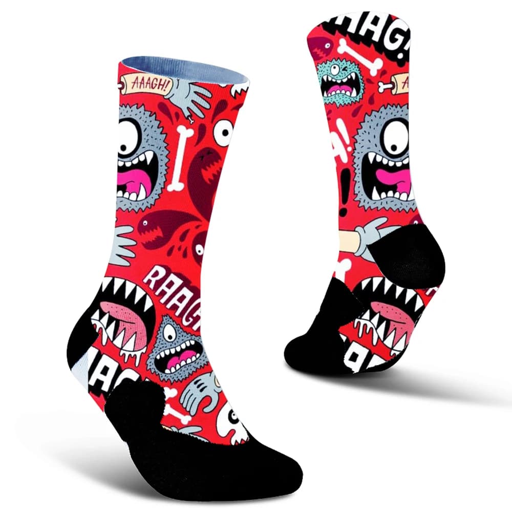 Doodle Printing Socks Fashion Trend Hip Hop Thigh High Socks Colorful Happy Funny Harajuku Cotton Cycling Socks