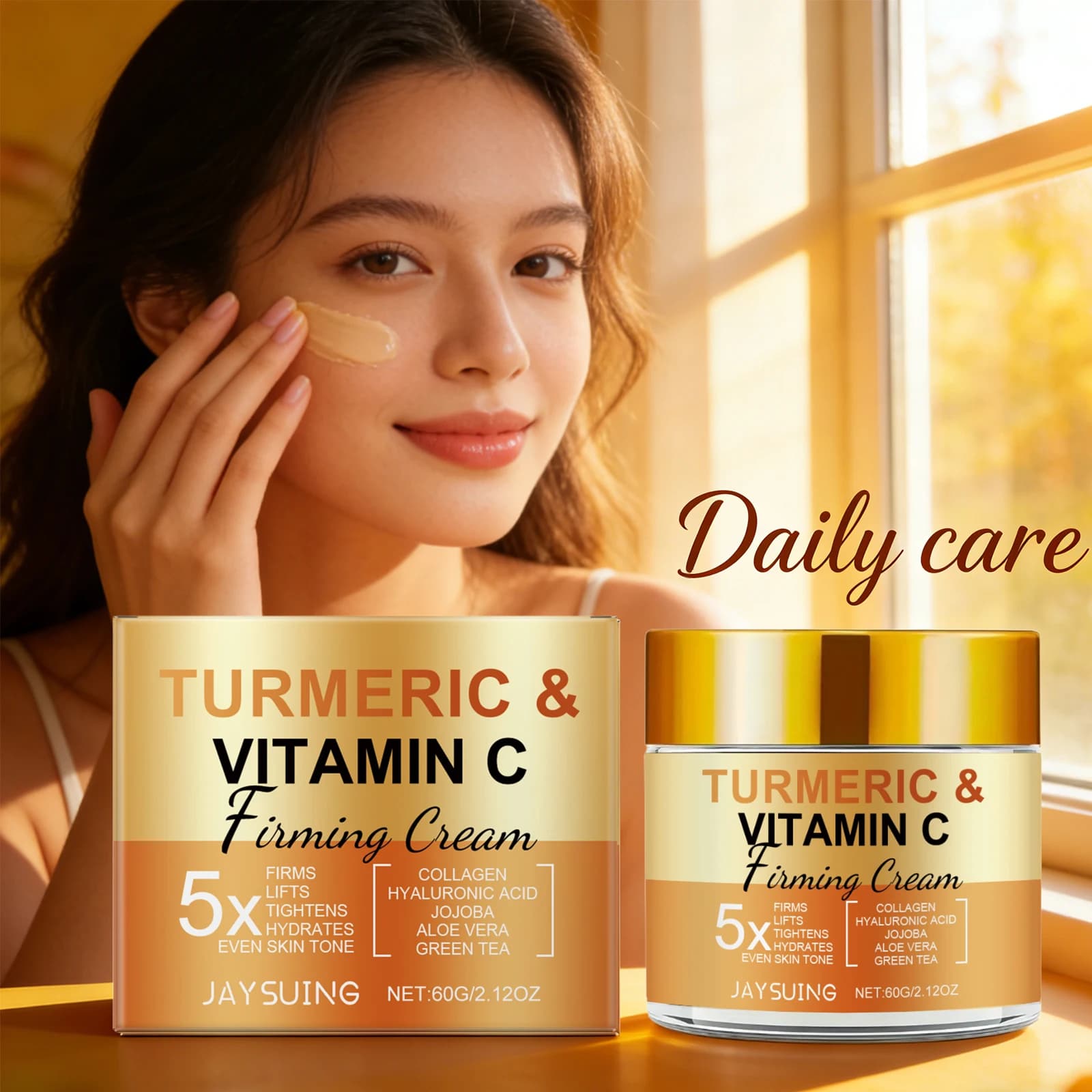 Jay decreasing Curcuma Face Cream to Vitamin C Lyscia Reducing wrinkles Hydrating Scratching Skin Scratching Makeup for dark spots