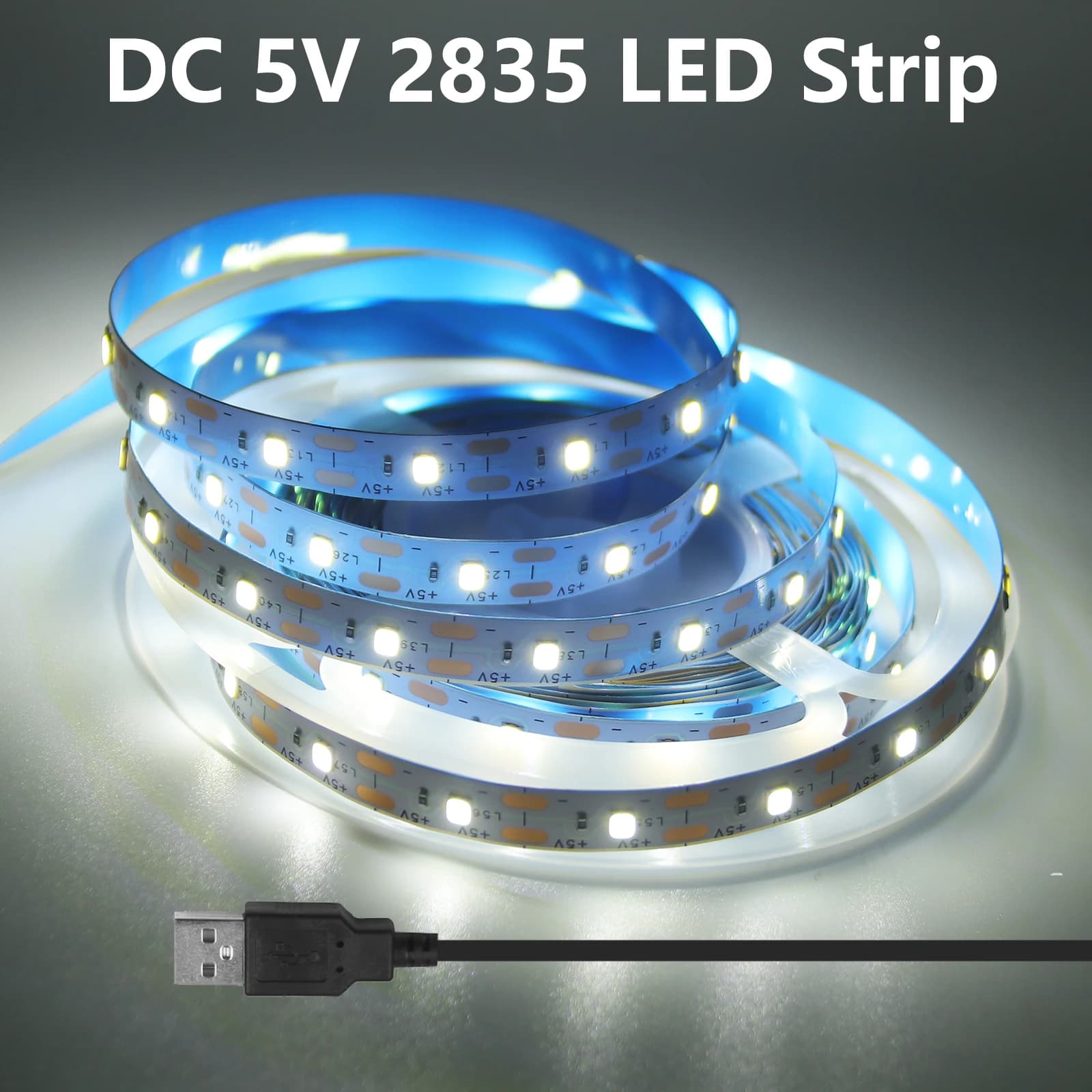 Strisce LED USB 5V 2835 60 LED/m Bianco Caldo/Bianco per Illuminazione Sfondo TV e Stanza 0.5M 1M 2M 3M 4M 5M