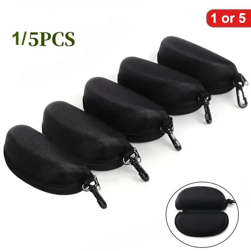 1 pz/5 confezioni Custodia Protettiva Portatile con Cerniera per Occhiali da Sole, Scatola per Occhiali da Vista in Tessuto Oxford, Custodia da Viaggio per Occhiali con Gancio