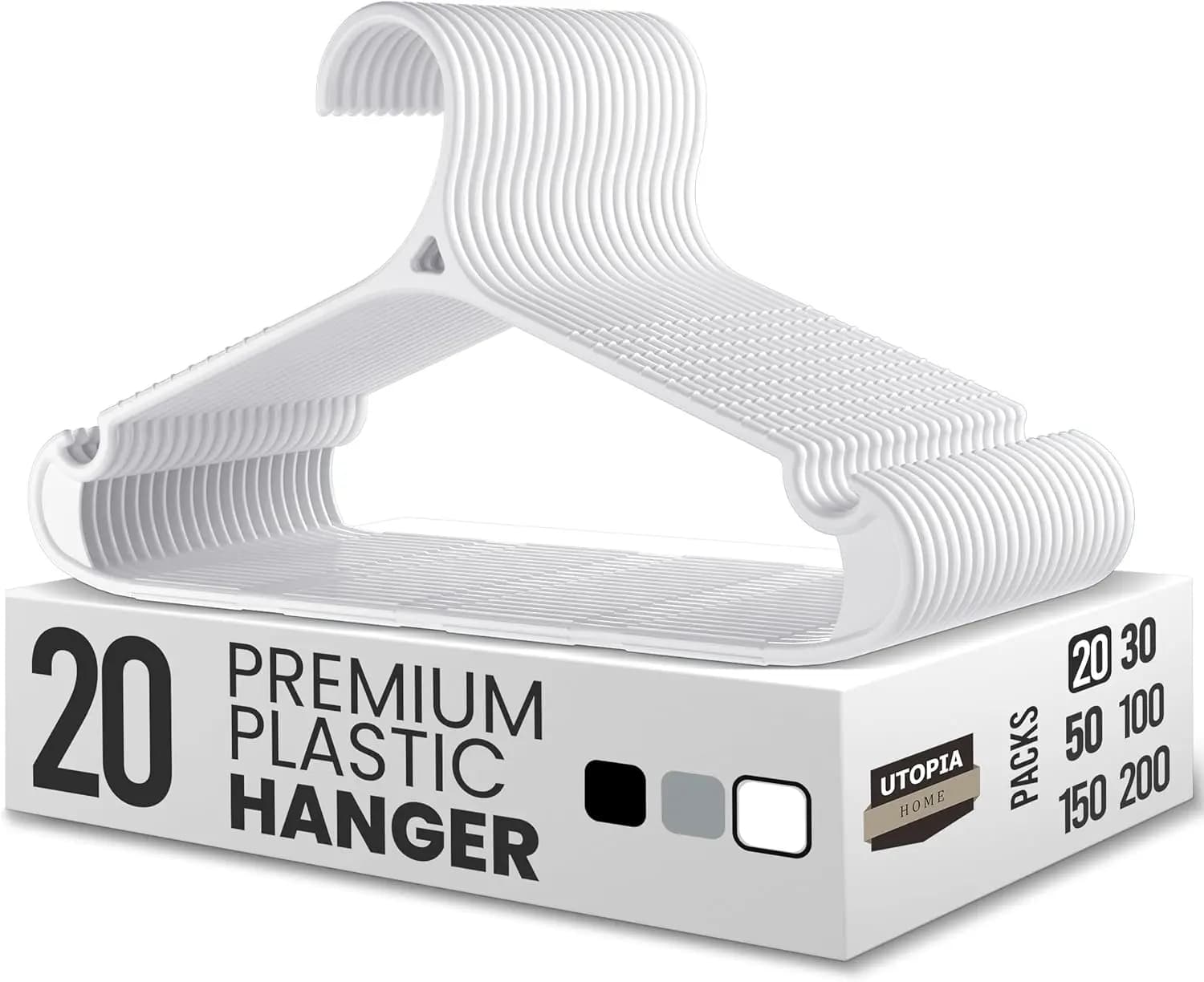 Appendiabiti Utopia Home - Appendiabiti Standard in Plastica Salvaspazio - Appendiabiti Resistenti Confezione da 20 (Bianco)