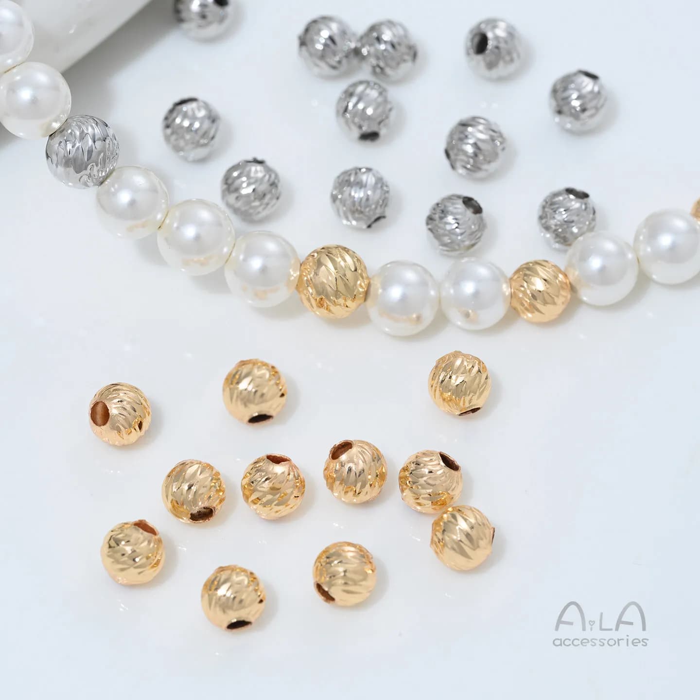 10 pz Perline Distanziatrici Placcate Oro 14K con Motivo Sfaccettato e Foro Passante, Accessori Fai da Te per Bracciali e Collane di Cristallo e Perle
