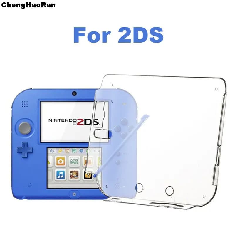 Custodia protettiva in cristallo trasparente da 1 pezzo custodia rigida in pelle per 2DS + pellicola antipolvere per la protezione dello schermo Nintendo 2DS