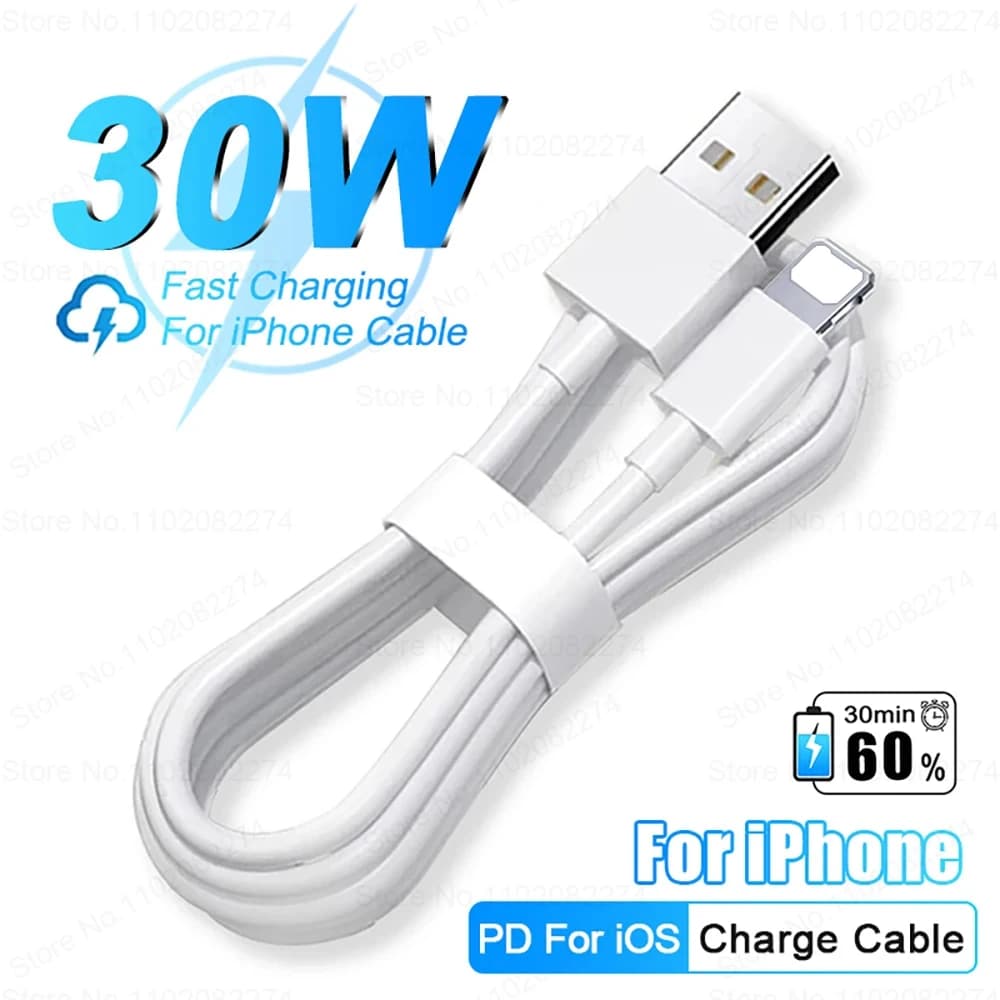 PD 30W Ricarica rapida per iPhone Caricatore USB per iPhone Cavo 14 13 12 11 Pro Max Mini 8 Plus X XR XS Cavo dati di ricarica per telefono USB