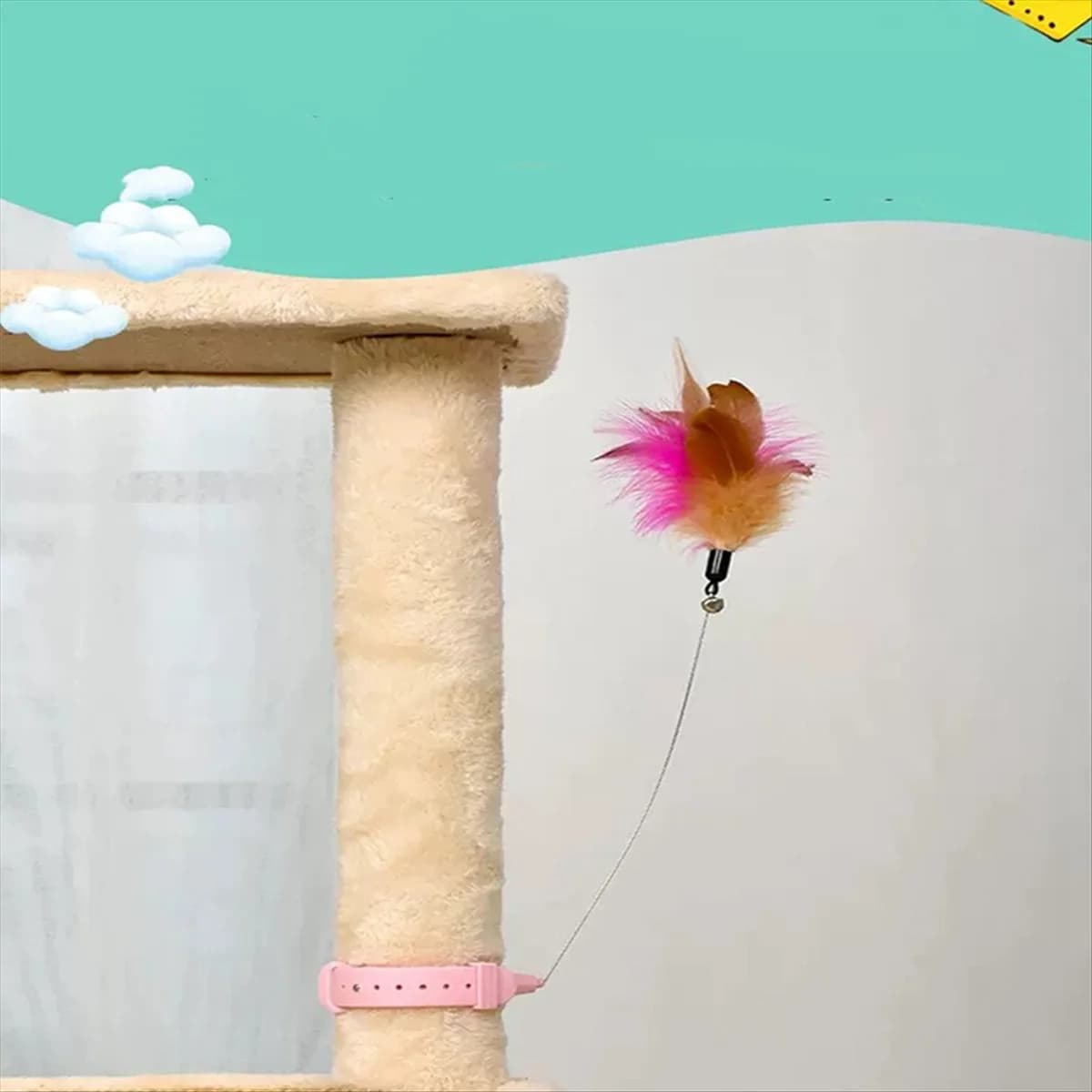 palo da flirt per gatti Giocattoli interattivi rosa per gatti Bastone teaser divertente con campana Collare per animali domestici Giocare con bacchetta magica Giocattoli per addestramento per gatti