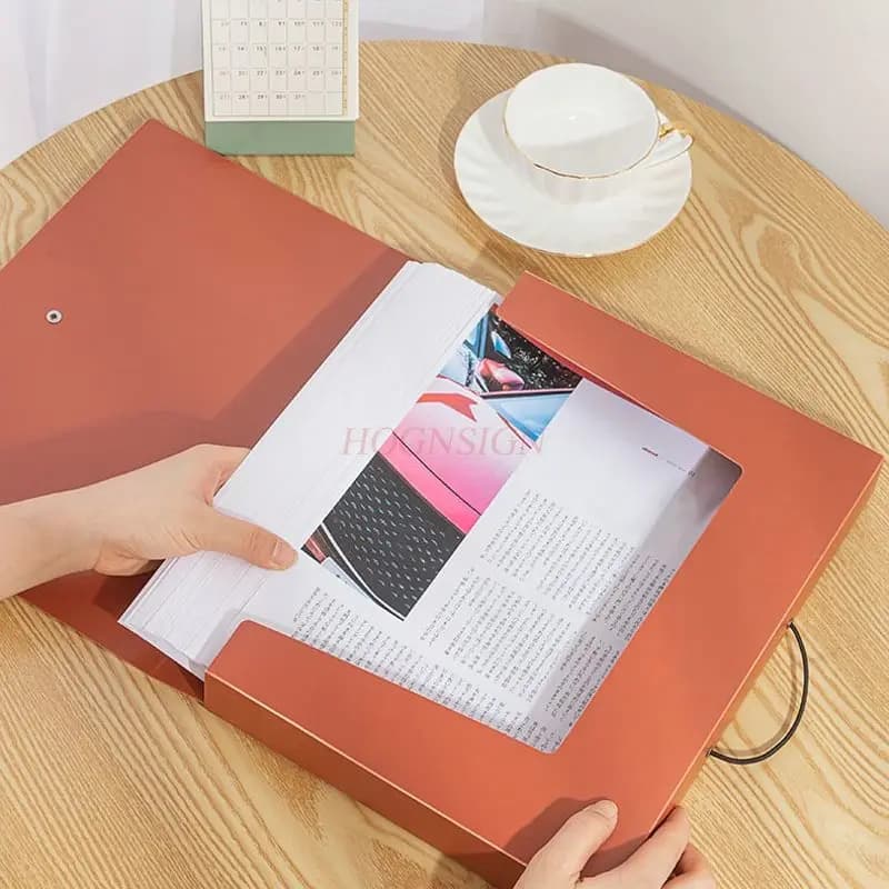 1pcs Heavyweight retro color thick file box, document box, plastic folder book, plastic document information box, folder storage