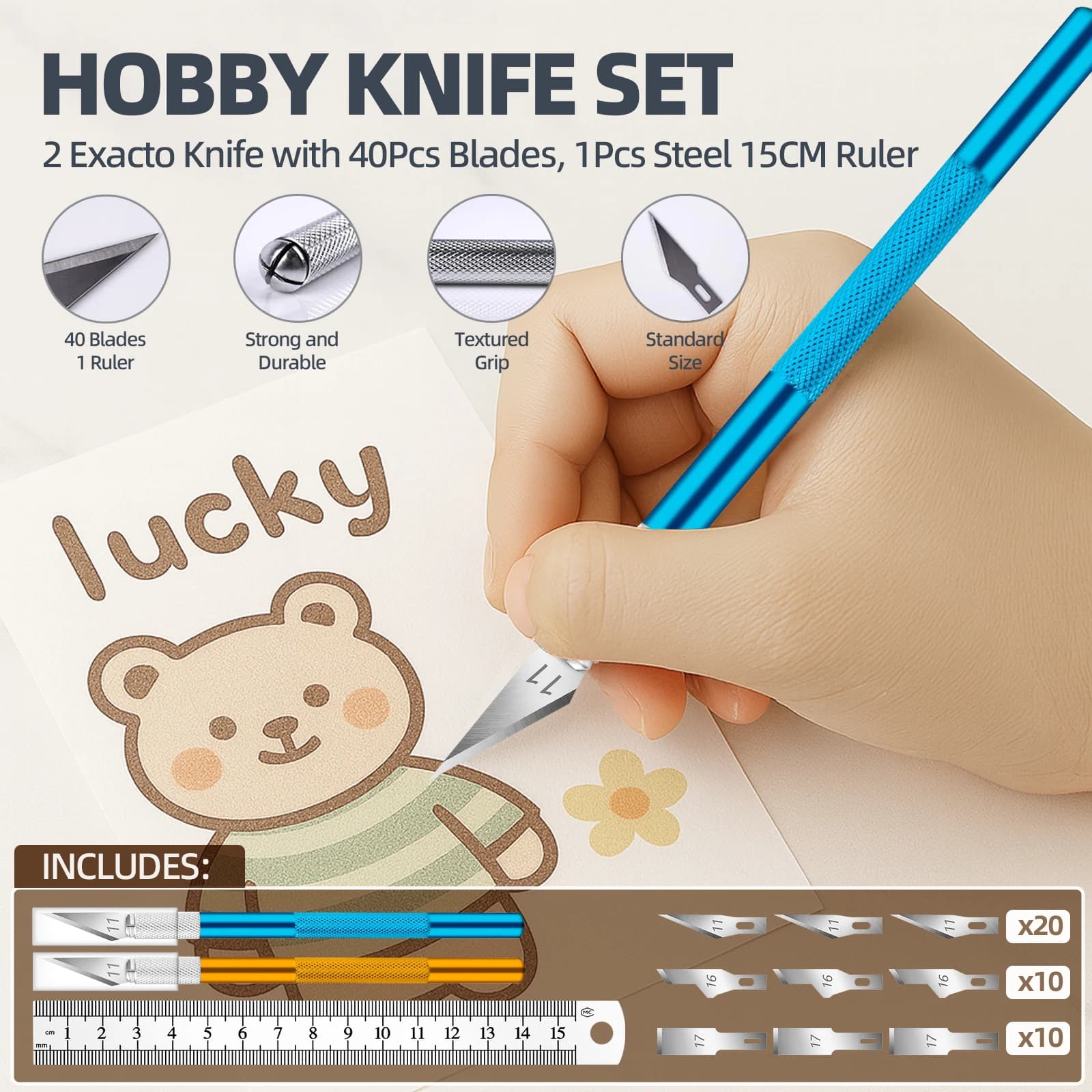 Exacto Knife Upgrade Precision Carving Craft Knife Hobby Knife Kit 40 Spare Knife Blades for Art, Scrapbooking