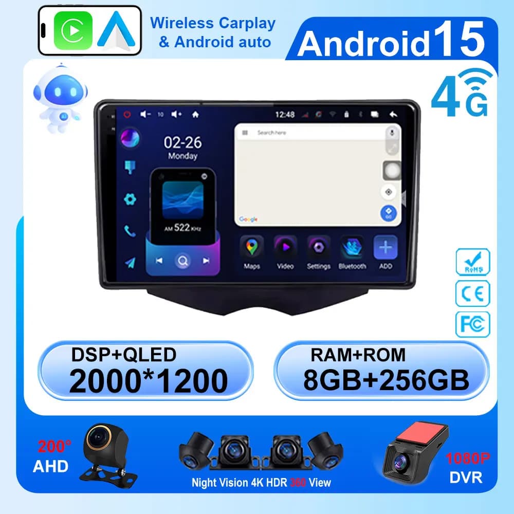 Android 15 Autoradio Per Hyundai Veloster FS 2011 -2017 Auto Stereo Lettore Multimediale di Navigazione GPS Carplay QLED Touch Screen