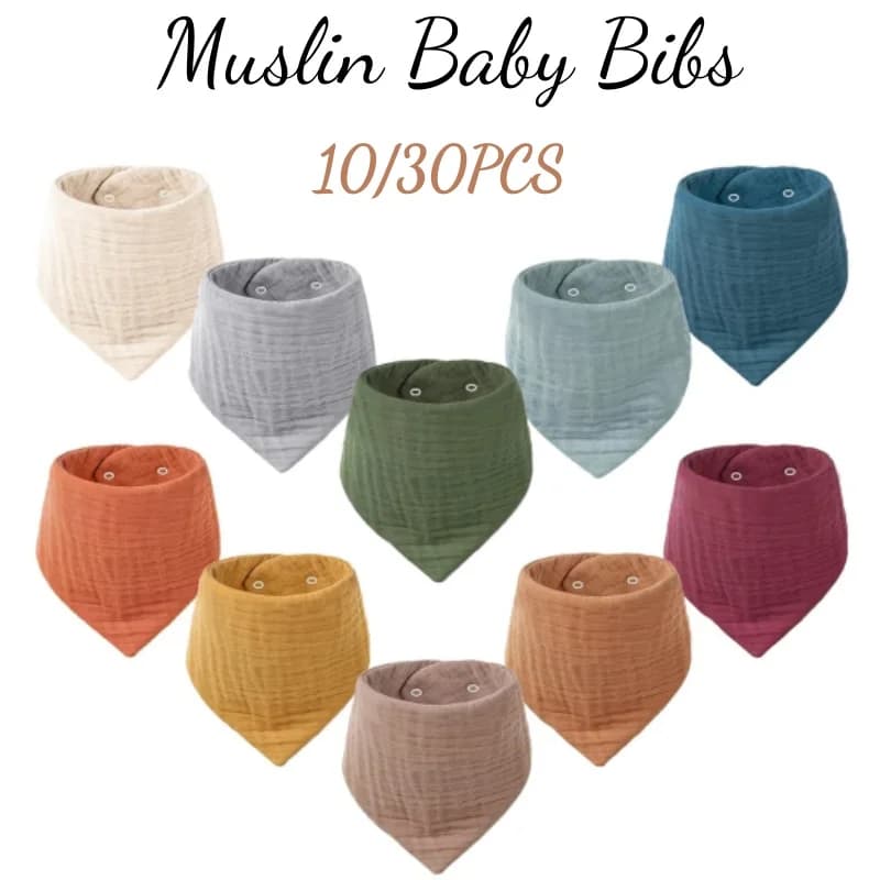 Bavaglini in mussola da 10-30 pezzi per bavaglini unisex in cotone Bandana per bambini Bavaglini in mussola regolabile per la dentizione e la sbavatura
