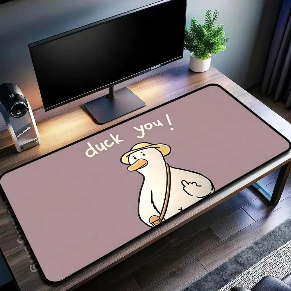 Cute Duck Gaming Mouse Pad XXL Large Desk Mat "Duck You!" & "What The Duck" Funny Design Non-slip Lockedge Desktop Office