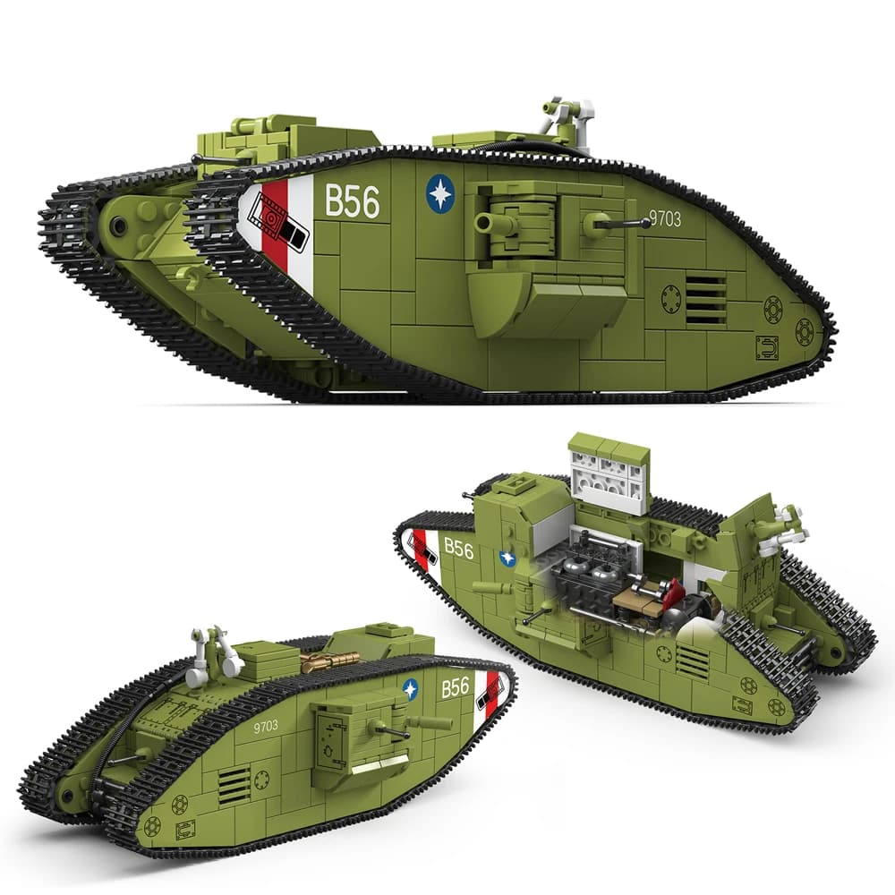 Set di Costruzioni Militari della Prima Guerra Mondiale, Carro Armato Pesante Mk.V, Mattoncini per Costruzioni Urbane, Giocattolo per Bambini