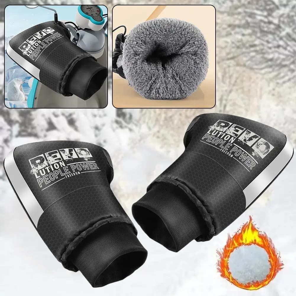 Guanti da manubrio per moto Antivento Impermeabile Fodera in pile ispessito Manicotti con manico caldo per bici elettrica invernale Scoote B2B0