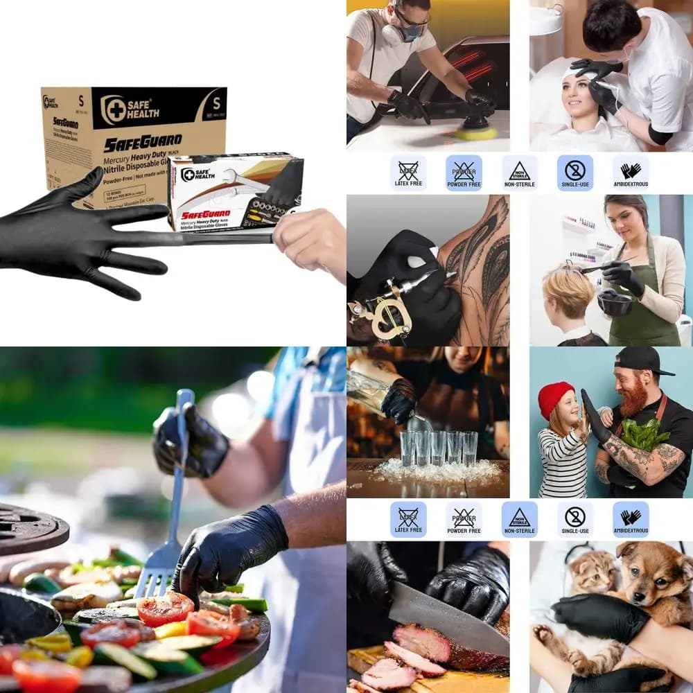 Guanti industriali in nitrile per impieghi gravosi, 5 mil, monouso, confezione da 1000, taglia piccola, senza lattice, senza polvere, resistenti a olio e grasso