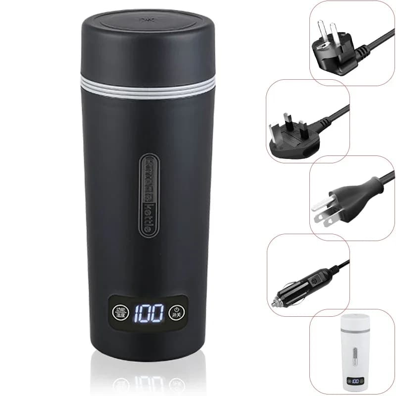 Travel Portable Car Office Electric Heating Kettle Small 4 Gear Thermostat Thermal Bottle Boil Water Warm Cup 220V 110V 12V