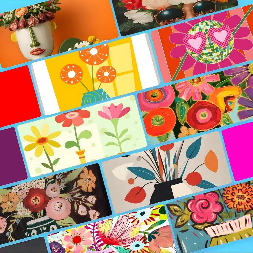 Unique Art B-Boho Girl Power Vase Flower Mouse Pad Non-Slip Large Desk Mat Thick Stitched Edge Gaming Mousepad