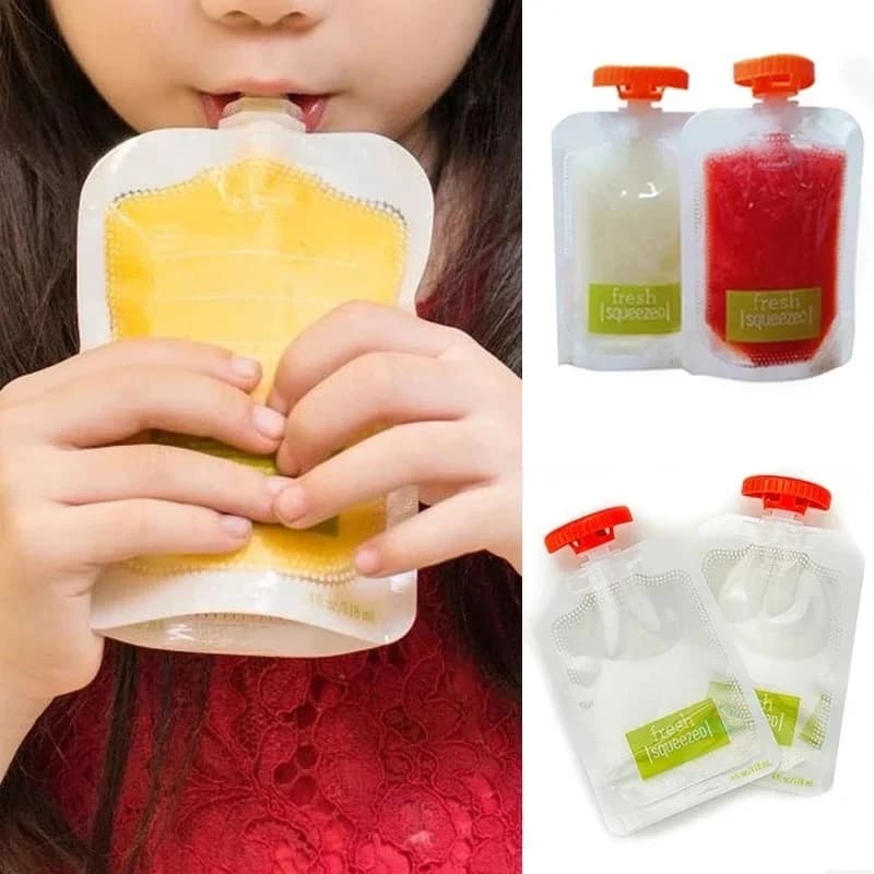 Staffa anti-estrusione per scatola di alimenti e succhi per bambini da 10 pezzi - Previene fuoriuscite e disordine, Salva il problema di spremere il purea