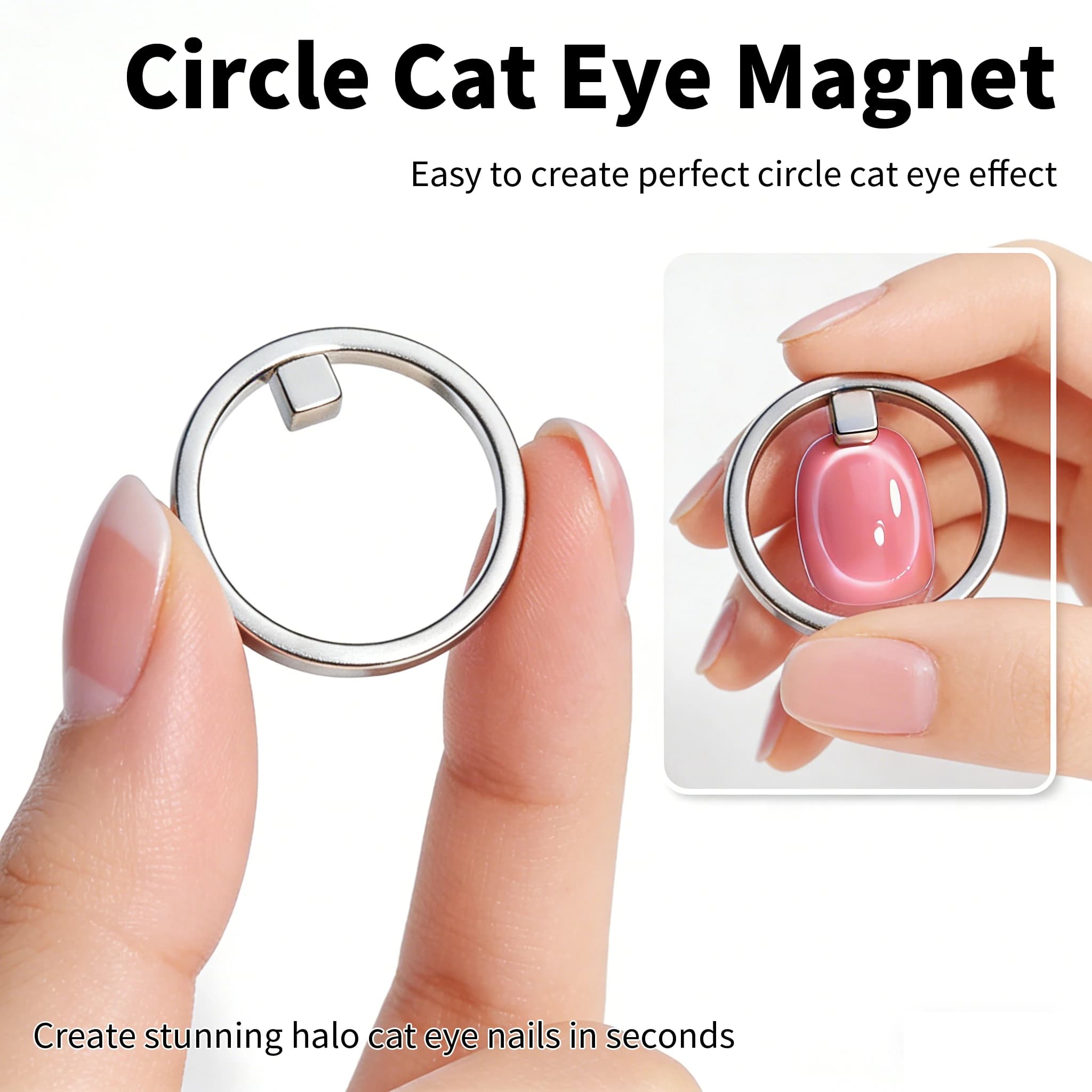Accessory for nail art in the shape of magnetic ring cat eye effect, OneStep magnetic suction tool for enamel gel cat eye effect, for beginners, 1 piece.