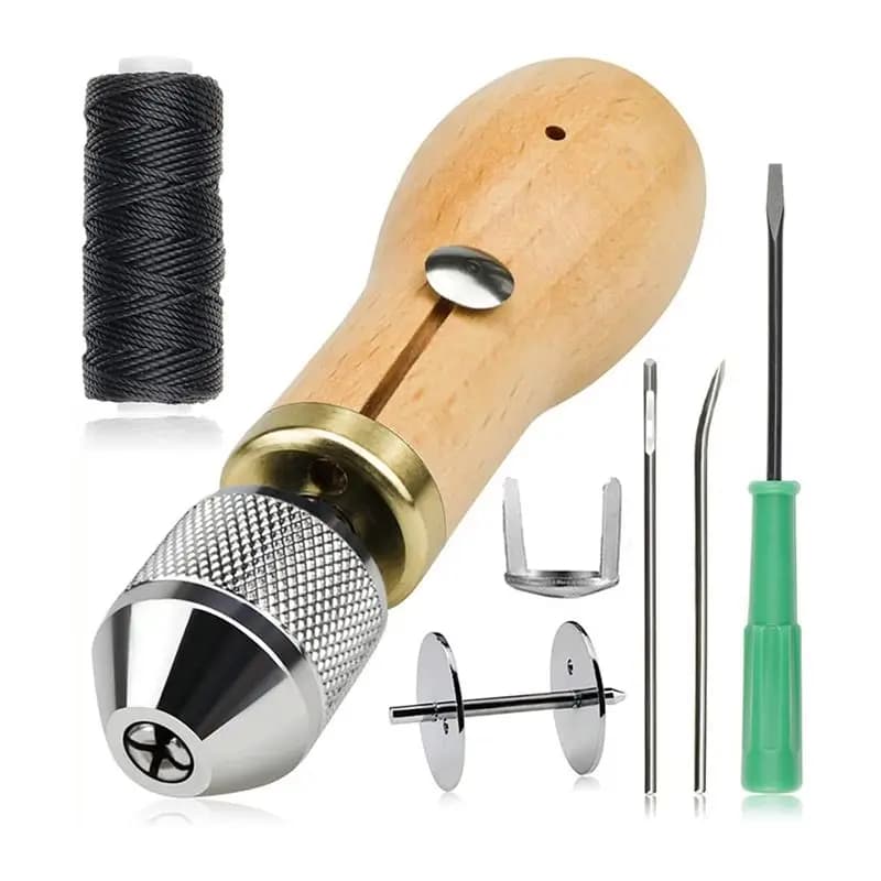 A74E-7 Pieces Portable Sewing Awl Kit, Leather Sewing Awl Stitching Leather Craft Awl With Needles,For Handmade Sewing Tools