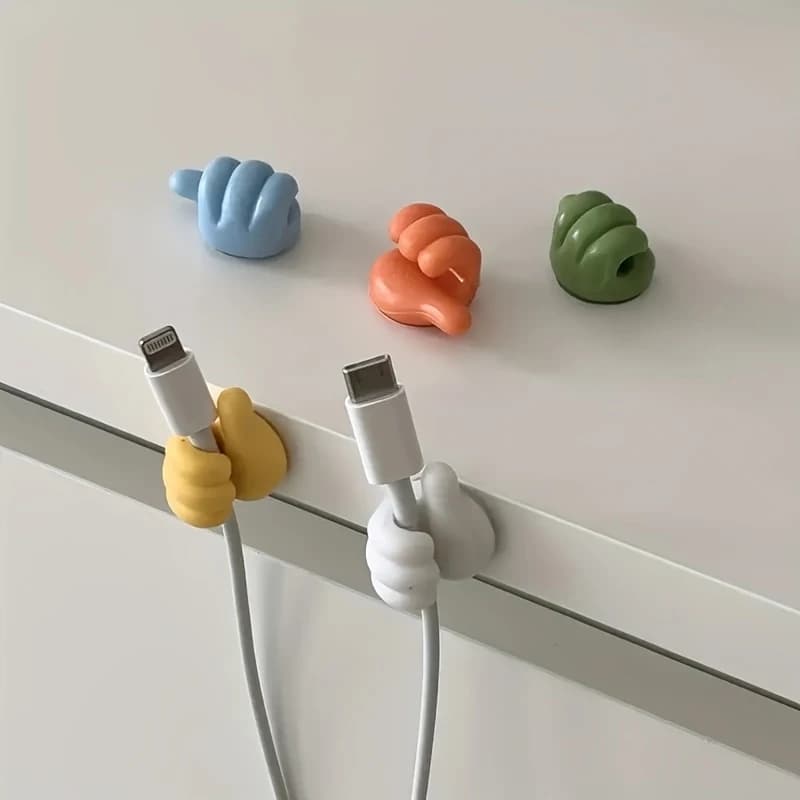 Set di 5 Ganci Adesivi a Forma di Pollice per Occhiali, Cavi, Cavi di Ricarica, Organizzatore Mini per Accessori Auto e Gadget