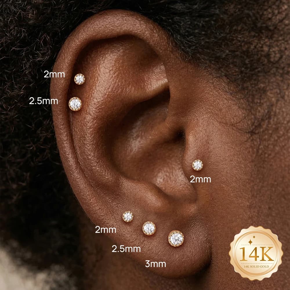 Orecchini a perno AIDE in oro massiccio 14K a forma di girasole, multi-misura, da donna, stile classico, gioielli nuziali squisiti di tendenza