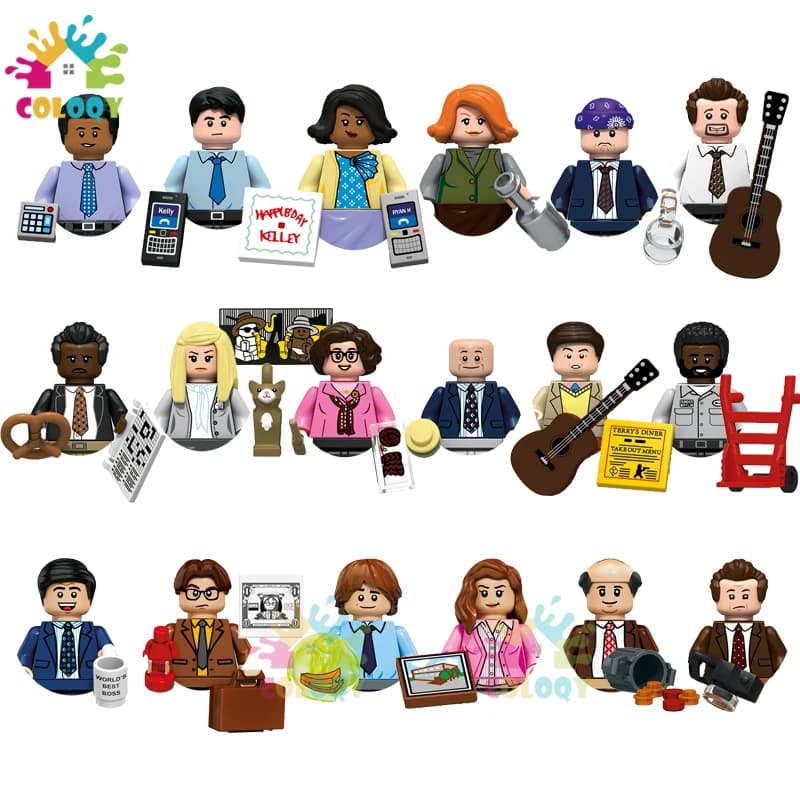 New Kids Toys TV Series The Office Building Blocks Michael Dwight Angela Mini Action Figures Toys For Kids Christmas Gifts